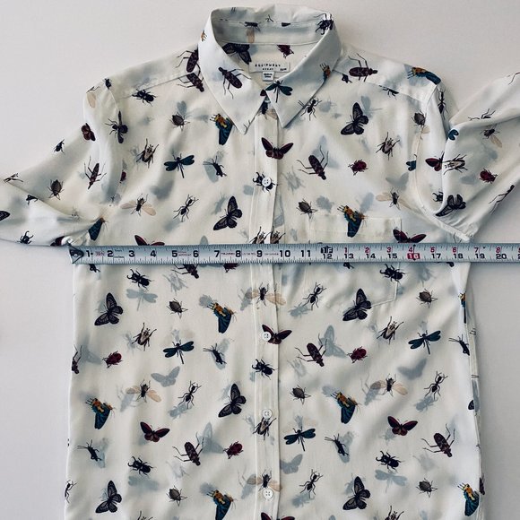 Perfect condition XS Equipment white silk insects button-up shirt !! - Picture 11 of 16